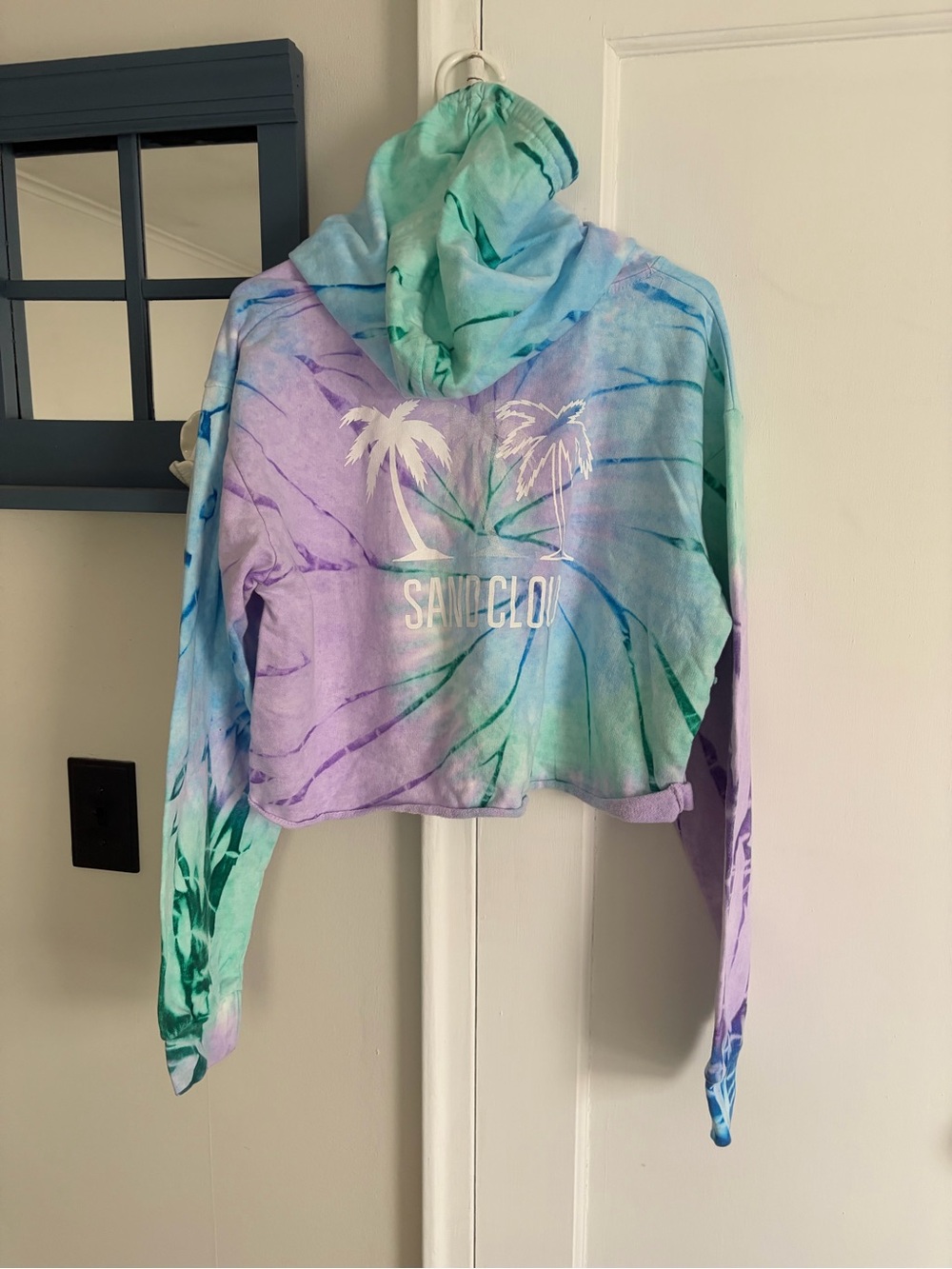 Sandcloud Tie-Dye Cropped Hoodie - Purple & Mint